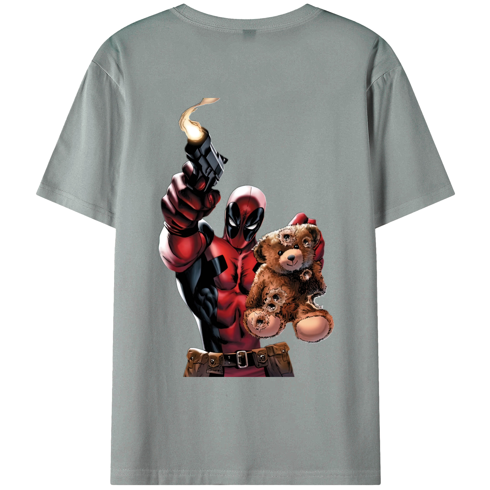 （画像用） Deadpool デッドプール 綿100％ メンズ半袖Tシャツ（バックプリント） 通気性